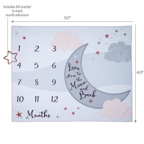 Lambs & Ivy Goodnight Moon Milestone Photo Opportunity Soft Fleece Baby Blanket In Gray