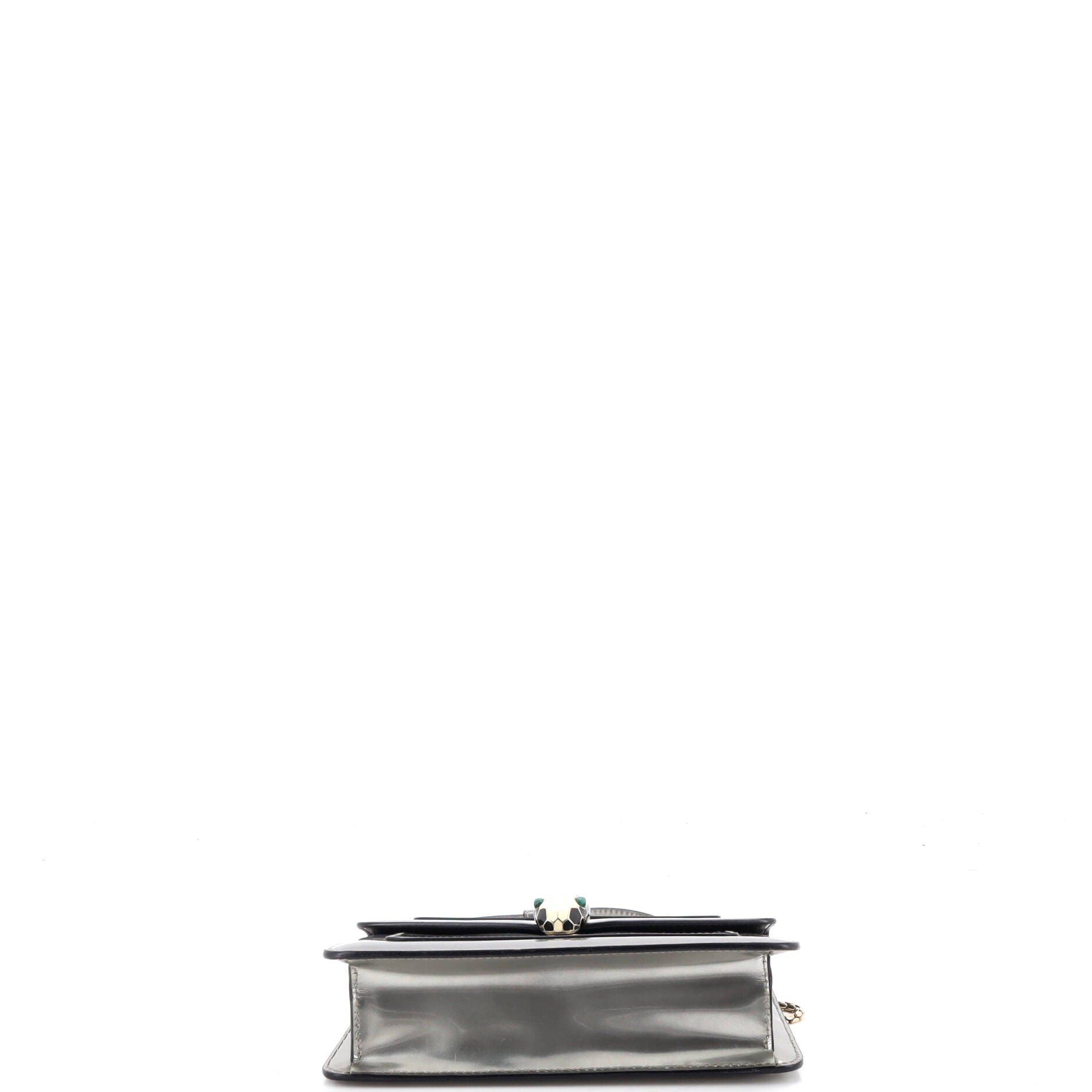 Serpenti Forever Shoulder Bag Metallic Leather Small, Alternate, color, Metallic Silver