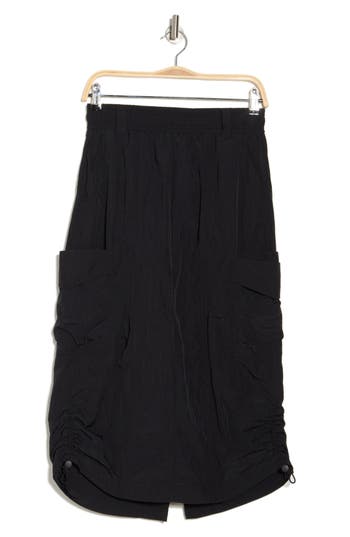 Shop Democracy Tech Side Ruched Skirt In Black