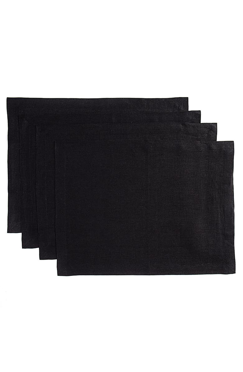 Solino Home Linen Placemats - Fete, 14" x 19", Main, color, Black