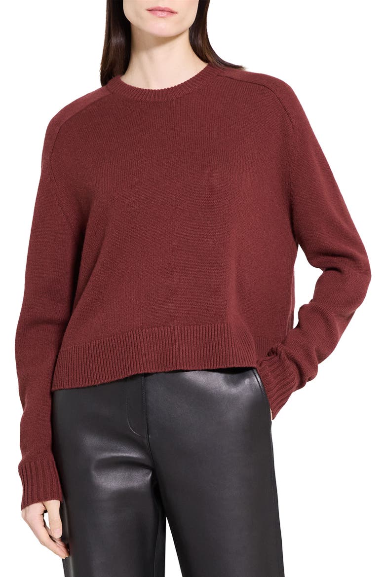 Cashmere Crewneck Crop Sweater, Main, color, OXBLOOD RED - 2PY