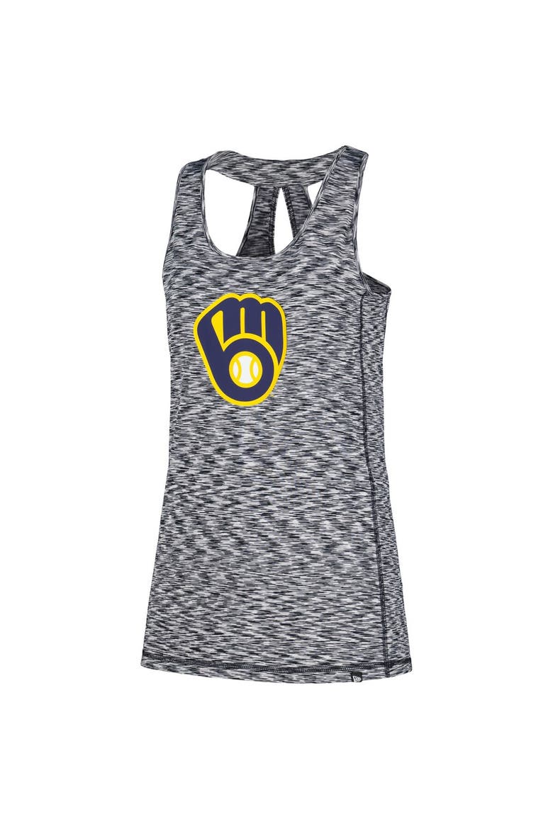 Women's New Era Navy Milwaukee Brewers Space Dye Keyhole Back Tank Top, Alternate, color, Navy