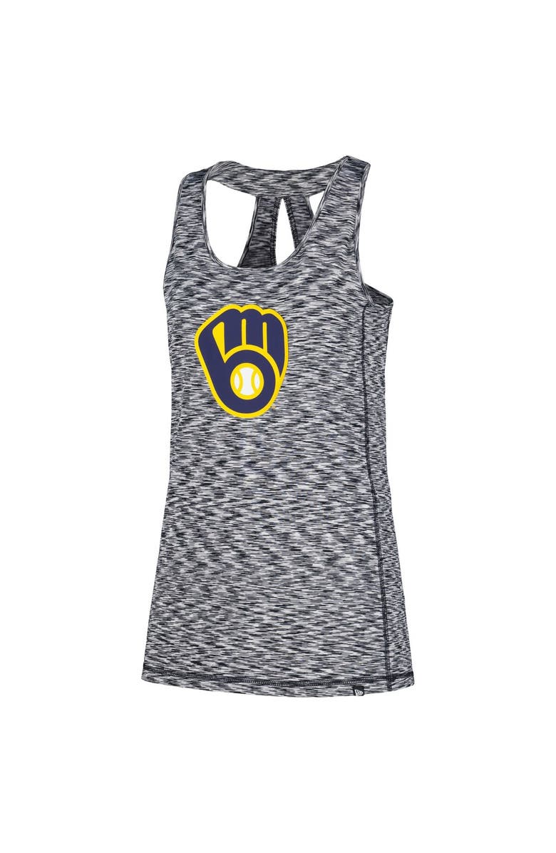 New Era Women's New Era Navy Milwaukee Brewers Space Dye Keyhole Back Tank Top, Alternate, color, Navy