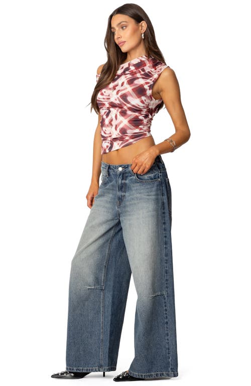 EDIKTED EDIKTED PORTLYN PRINT ASYMMETRIC TOP 
