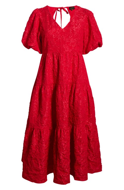 Sugarlips Arielle Floral Jacquard Maxi Dress In Red