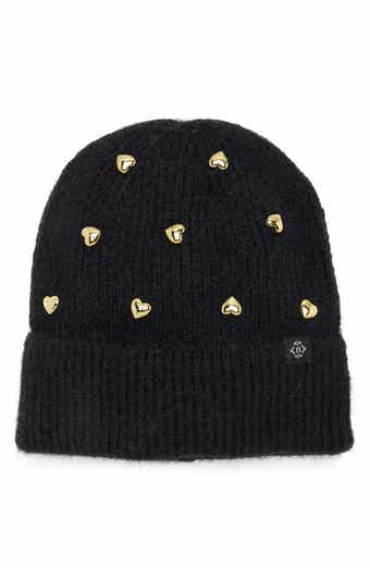 Nanette Lepore Heart Studs Knit Cuffed Beanie