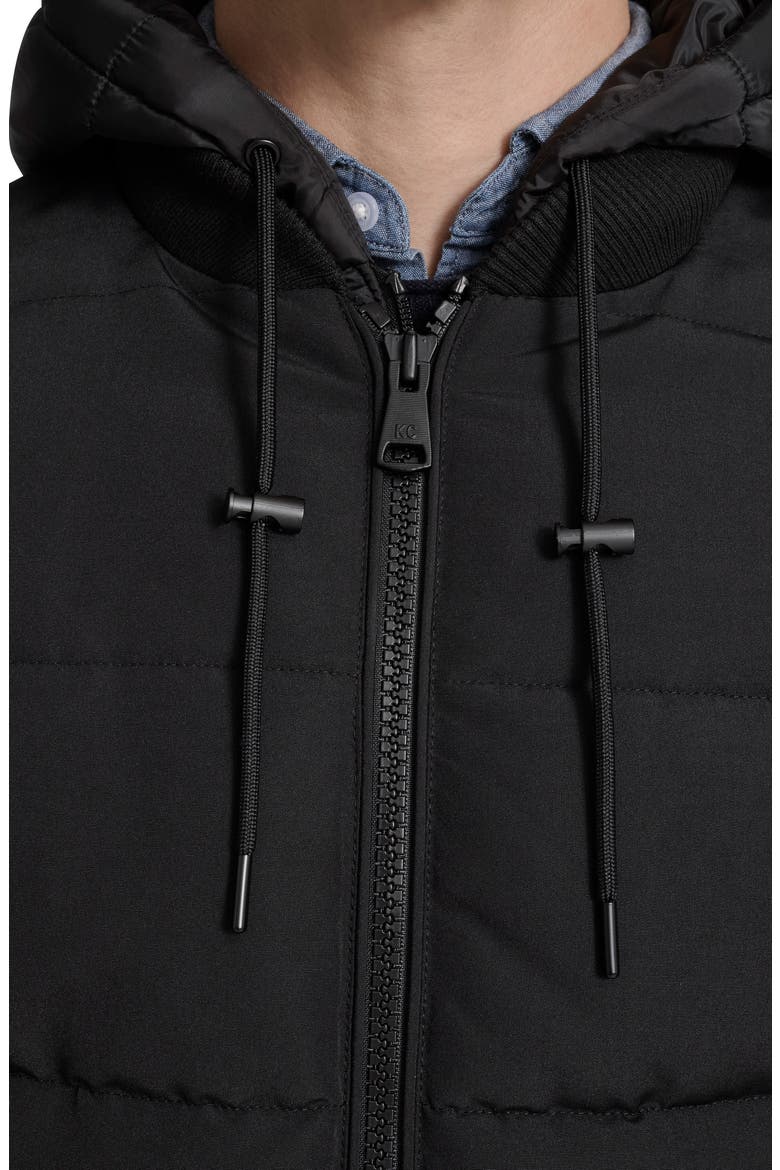 Oxford Hooded Quilted Bomber Jacket, Alternate, color, BLACK
