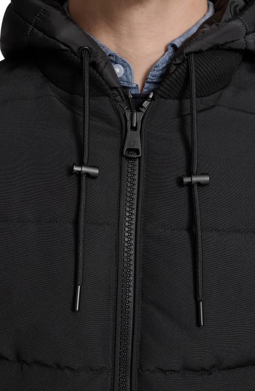 Kenneth Cole New York Oxford Hooded Quilted Bomber Jacket In Black