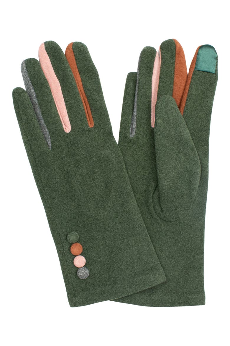 Color Pop Jersey Touchscreen Gloves, Main, color, OLIVE