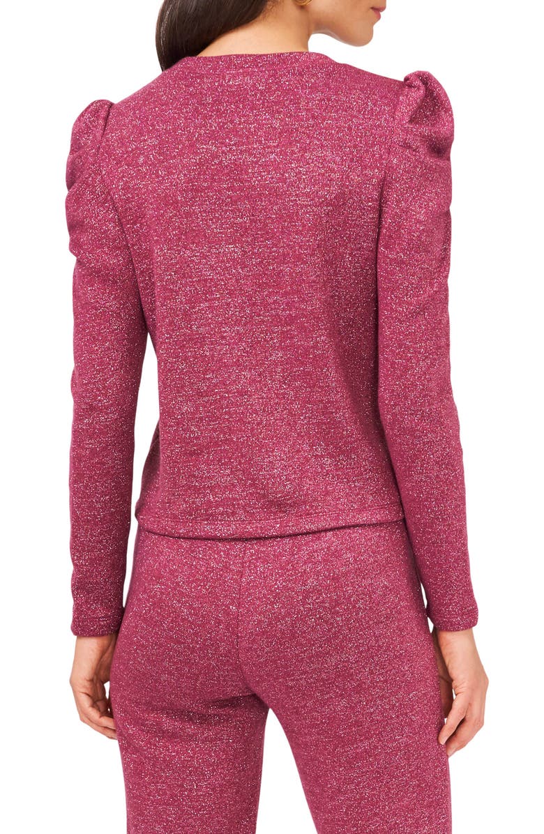 1.STATE Puff Shoulder Metallic Knit Top, Alternate, color, Napa Wine