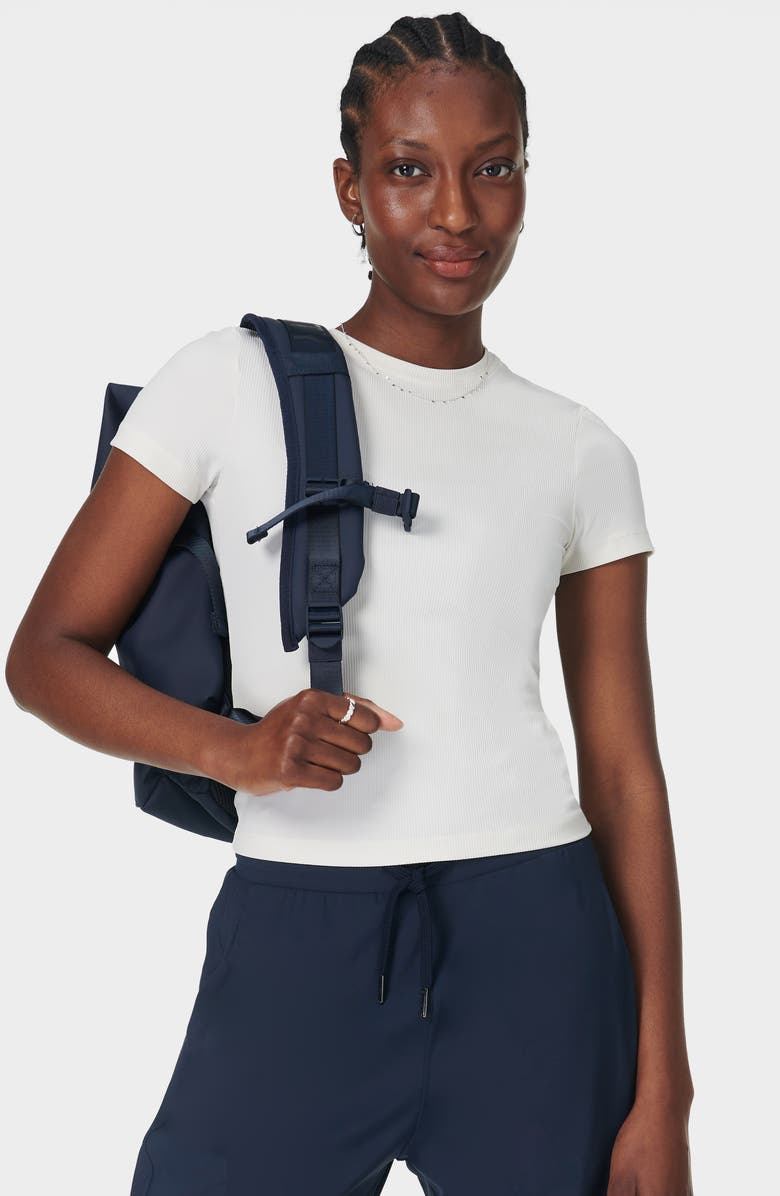 Sweaty Betty Explorer Sculpt Rib Performance T-Shirt, Alternate, color, Lily White