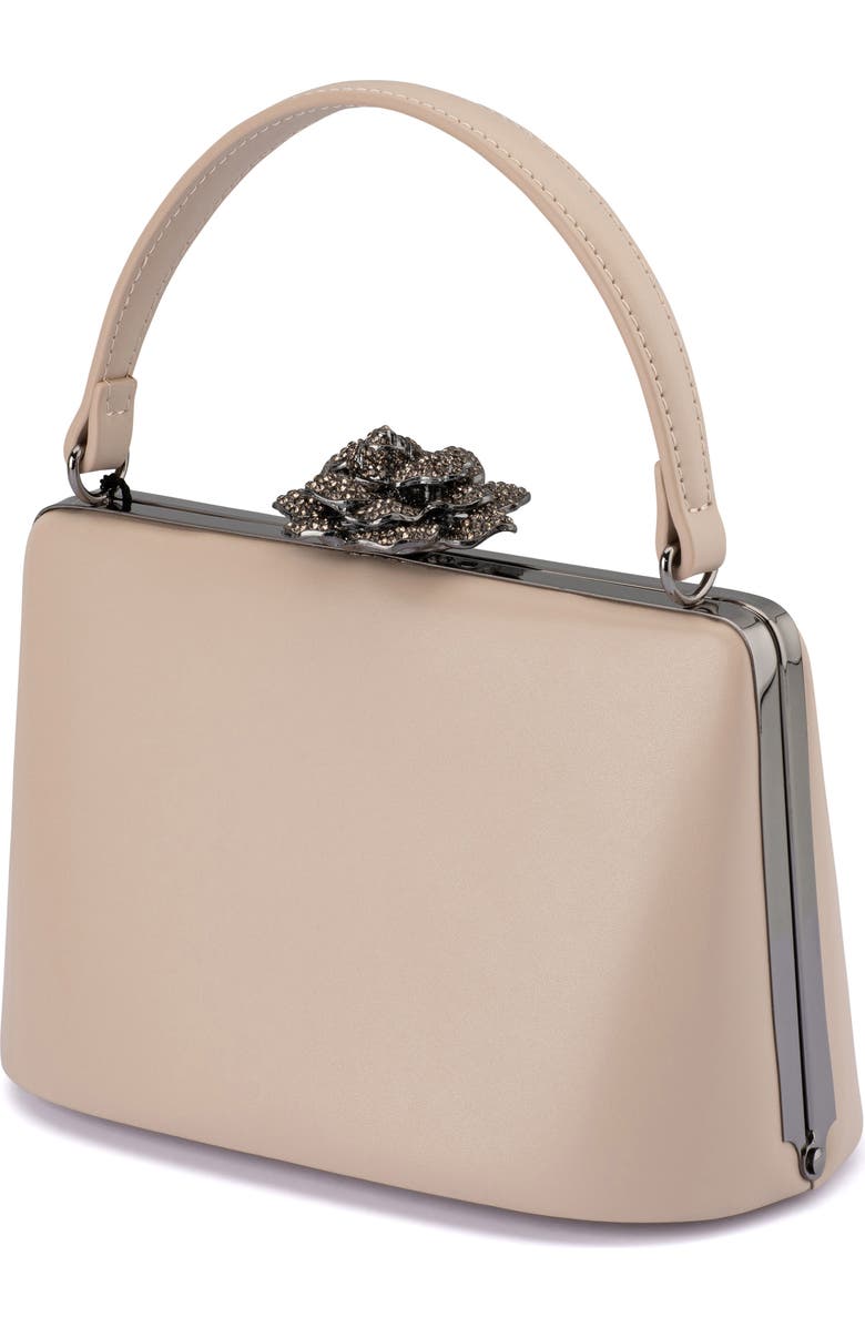Olga Berg Grace Embellished Frame Top Handle Bag, Alternate, color, Natural