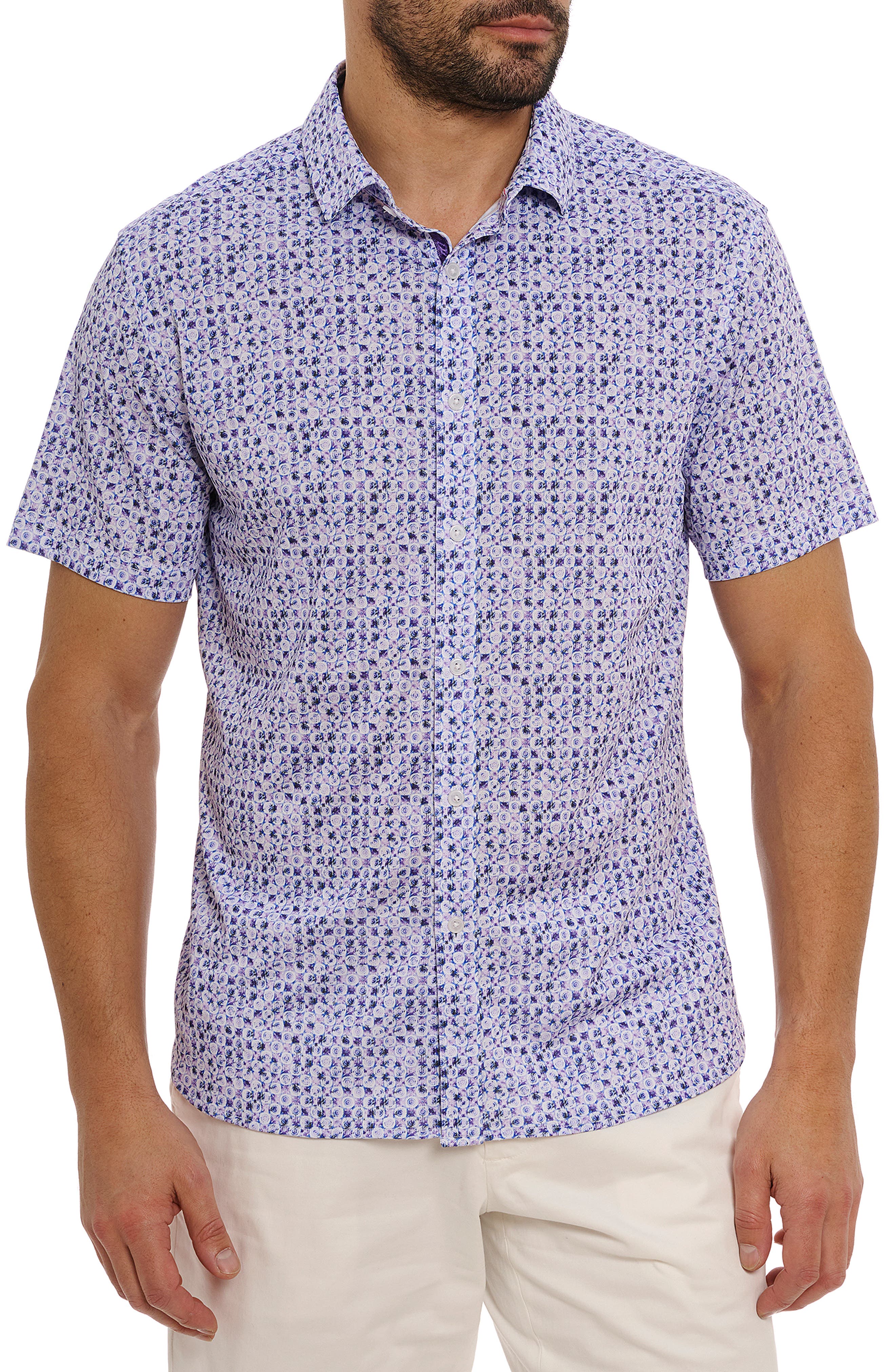 Robert Graham Zambia Floral Geo Short Sleeve Button-Up Shirt