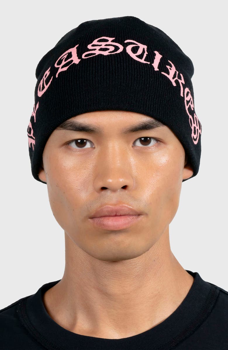 PLEASURES Old E Skully Beanie, Alternate, color, Black