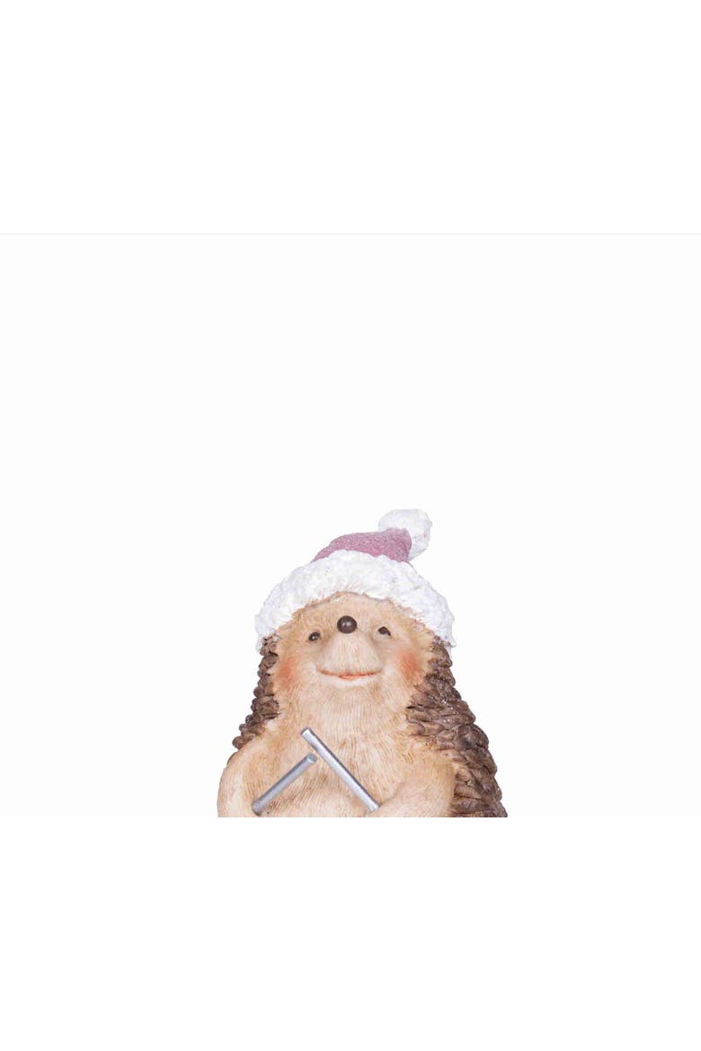 Skiing Hedgehog Figurine, Alternate, color, Brown
