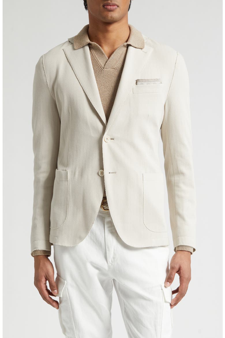 Cotton Blend Herringbone Knit Sport Coat, Main, color, 02 SAND