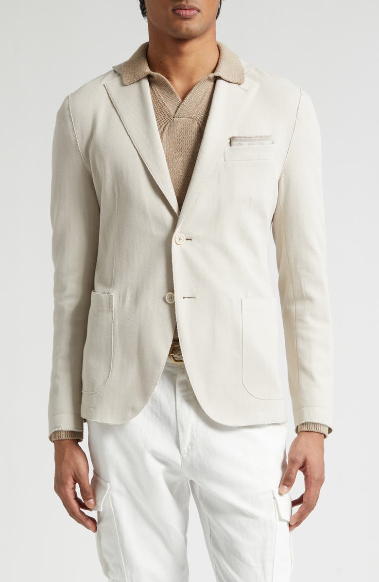 Eleventy Cotton Blend Herringbone Knit Sport Coat, Main, color, 02 Sand