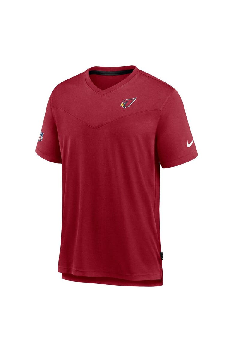 Men's Nike Cardinal Arizona Cardinals Sideline Coach Chevron Lock Up Logo V-Neck Performance T-Shirt, Alternate, color, Cardinal