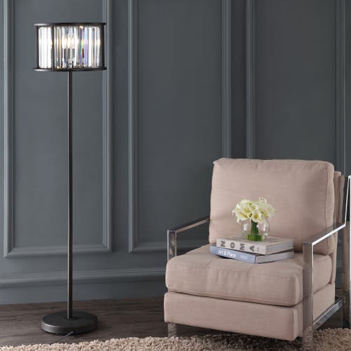 Jonathan Y Bevin 63" Metal/crystal Led Floor Lamp, Oil Rubbed Bronze/crystal In Oil Rubbed Bronze