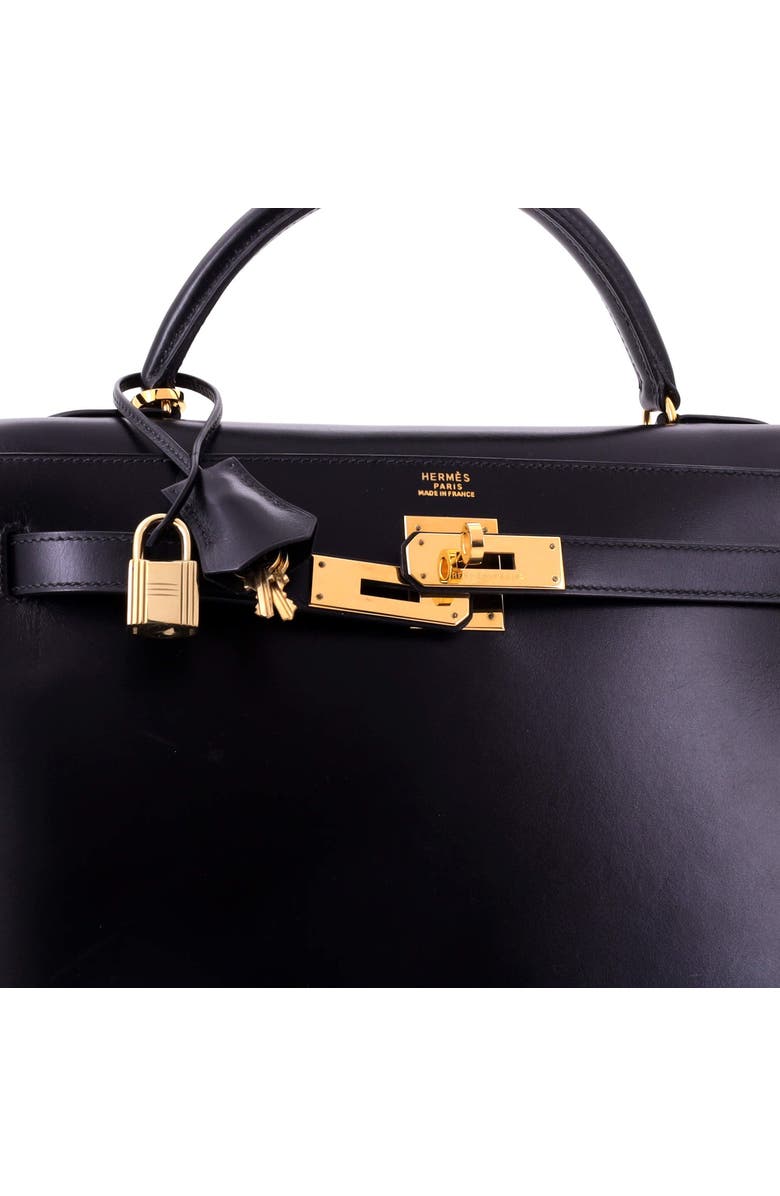 Pre-Owned Hermes Kelly Handbag Black Box Calf with Gold Hardware 32, Alternate, color, Noir