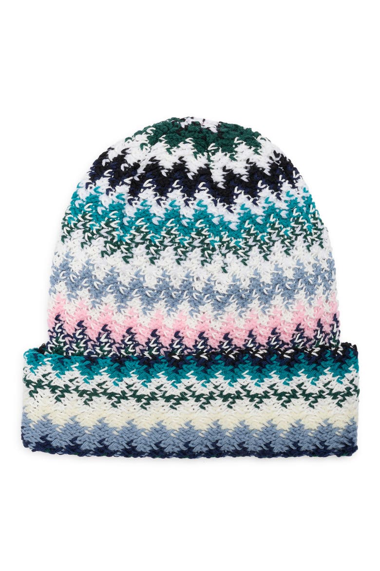 Zigzag Wool Beanie, Main, color, BLUE MULTI