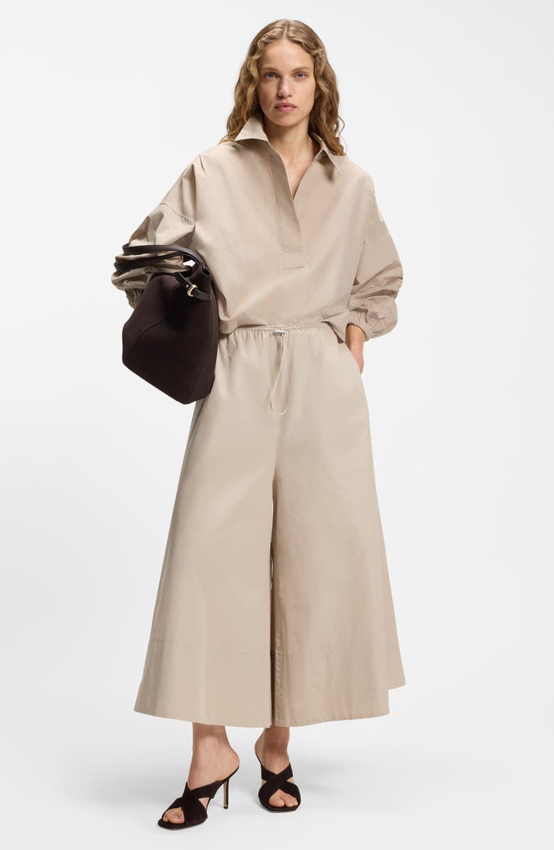 BOSS Tatefa Drawstring Wide Leg Pants, Alternate, color, Pumice Air Cotton