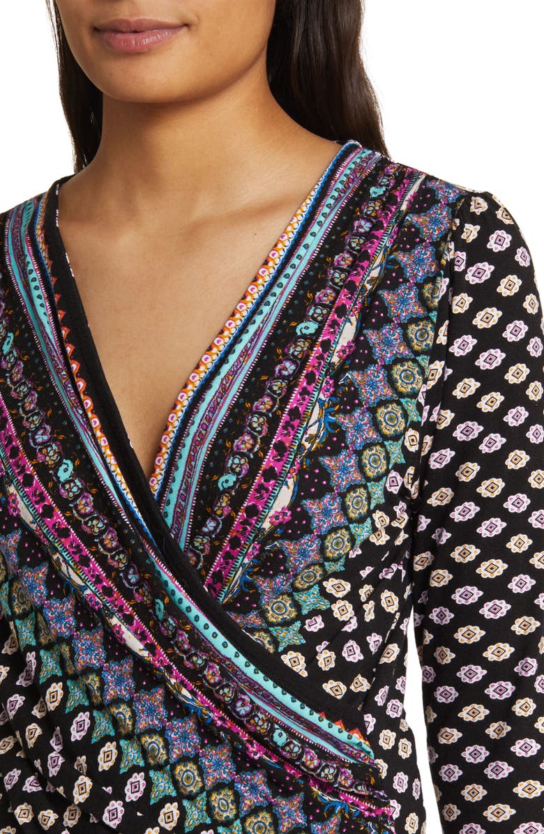 Loveappella Faux Wrap Jersey Top, Alternate, color, 