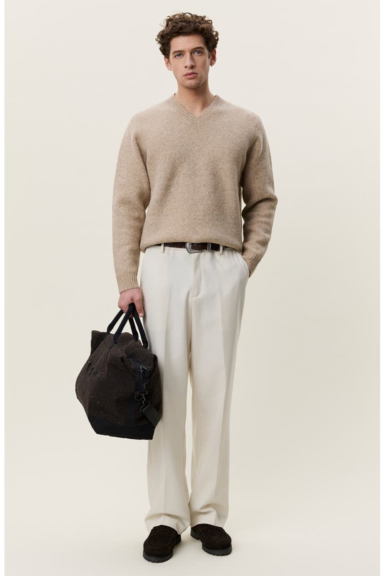 Melange V-Neck Sweater, Alternate, color, LIGHT SAND MELANGE