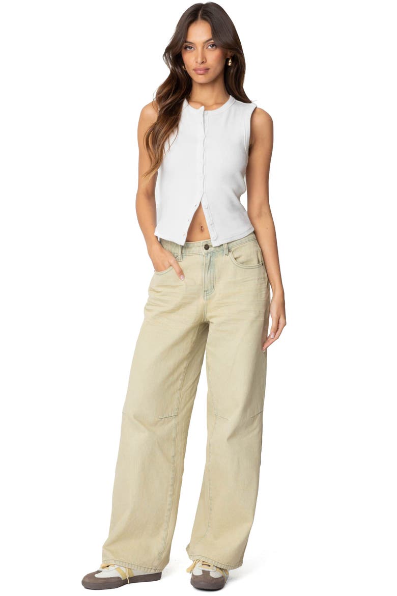 Washed Low Rise Boyfriend Jeans, Alternate, color, TAN