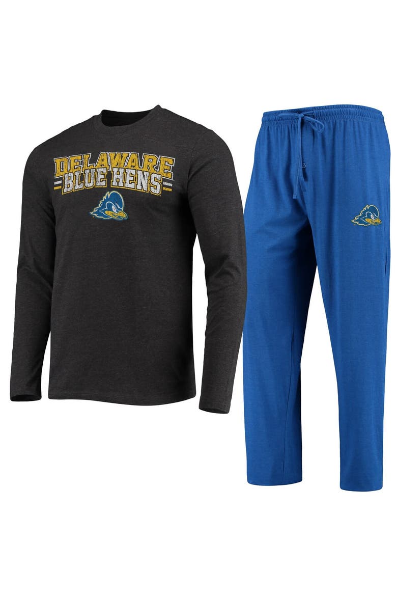 Men's Concepts Sport Royal/Heathered Charcoal Delaware Fightin' Blue Hens Meter Long Sleeve T-Shirt & Pants Sleep Set, Main, color, Royal