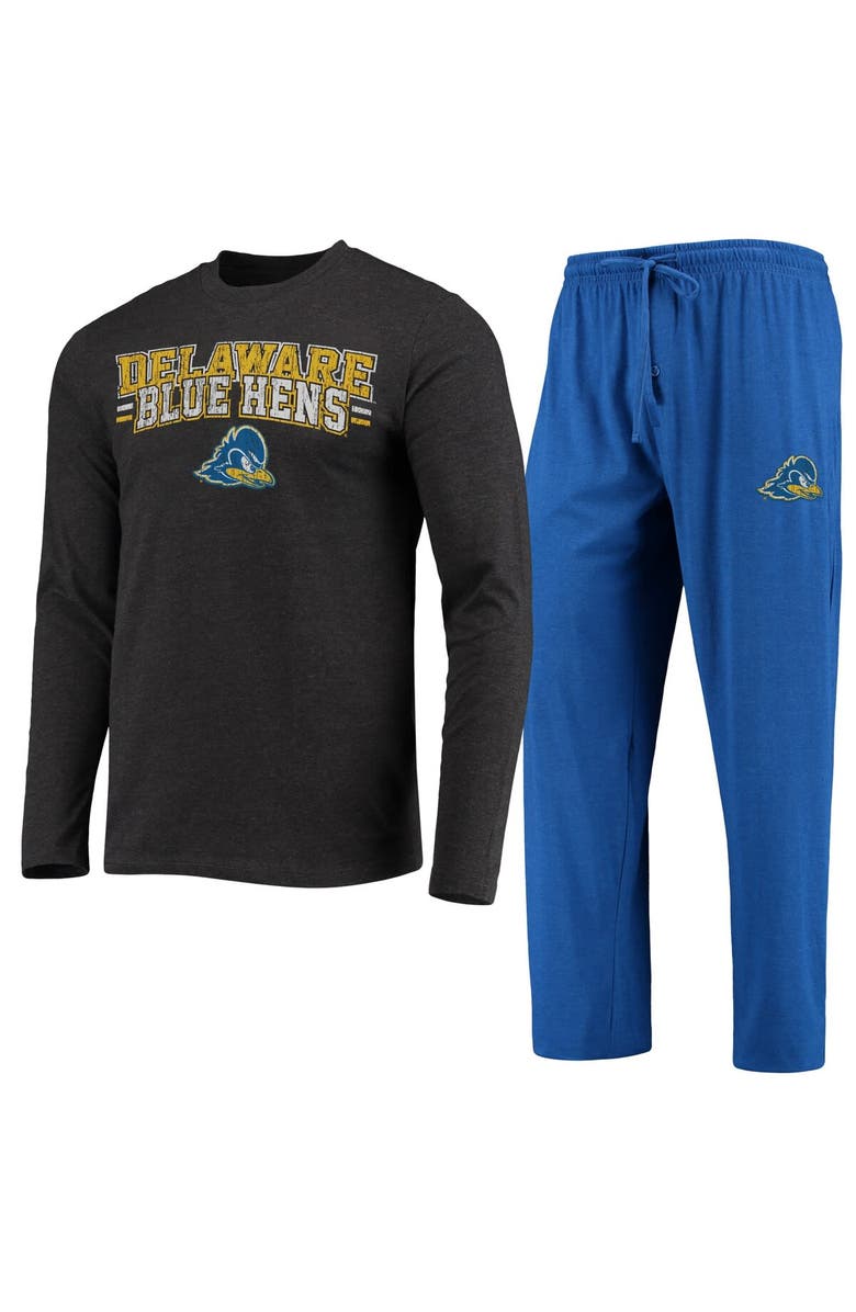 CONCEPTS SPORT Men's Concepts Sport Royal/Heathered Charcoal Delaware Fightin' Blue Hens Meter Long Sleeve T-Shirt & Pants Sleep Set, Main, color, Royal