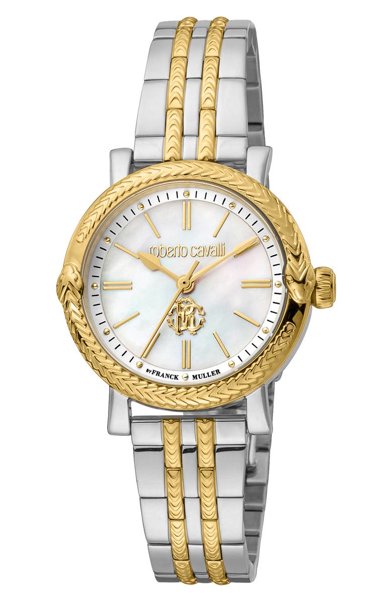 Roberto Cavalli by Franck Muller Swiss Quartz Mother-of-Pearl Bracelet Watch, 30mm, Main, color,