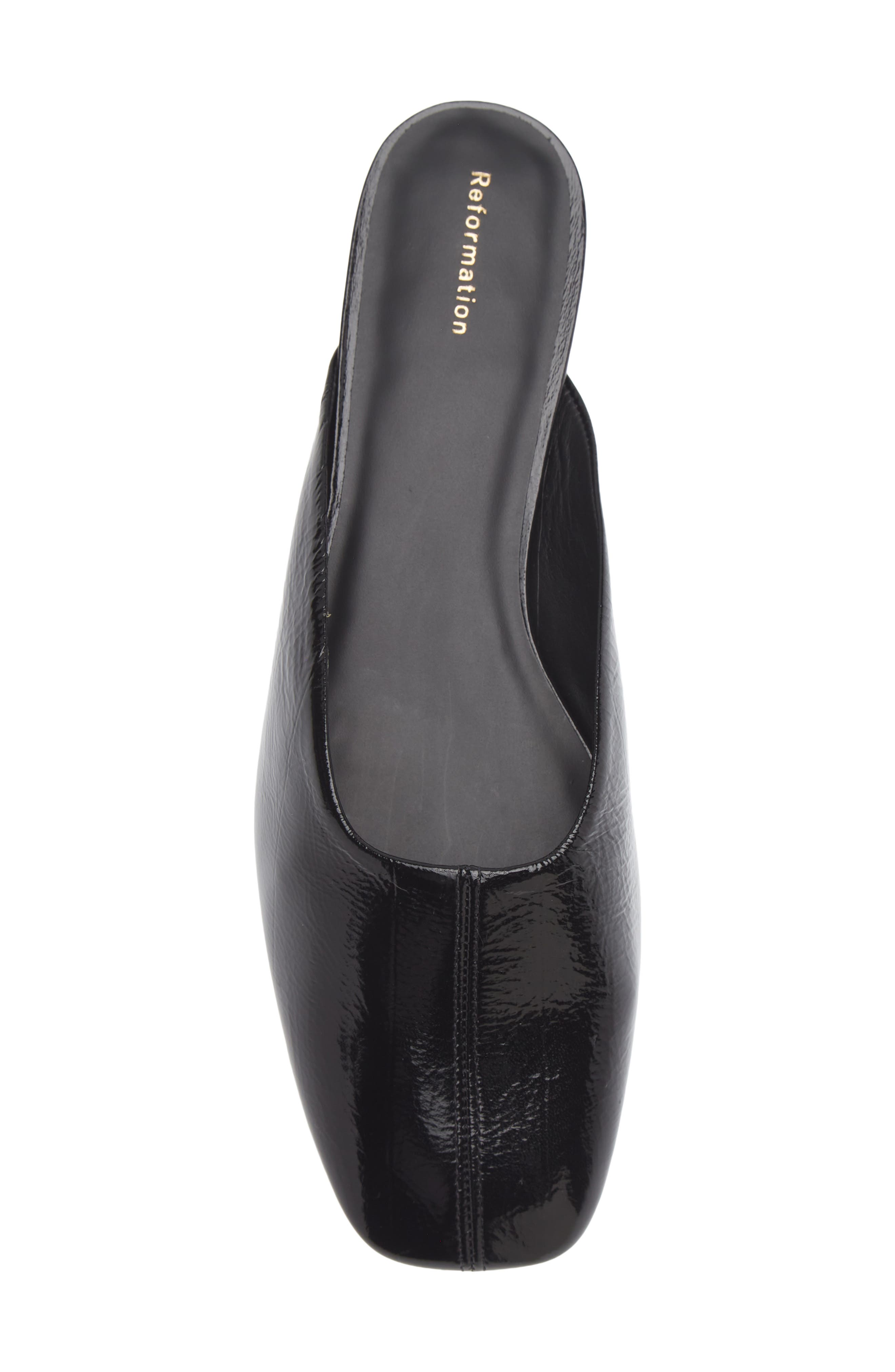 Inez Flat Leather Mule, Alternate, color, BLACK EEL