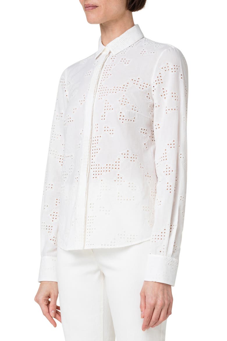 Eyelet Poplin Blouse, Alternate, color, CREAM