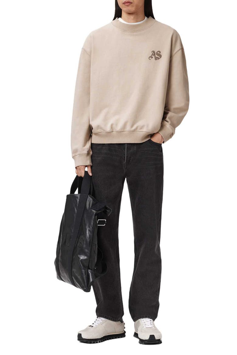 Icon Oversize Cotton Crewneck Sweatshirt, Alternate, color, SANDSTONE BROWN