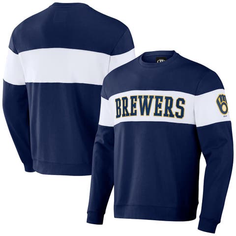 Men's Darius Rucker Collection by Fanatics Navy Milwaukee Brewers Stripe Pullover Sweatshirt