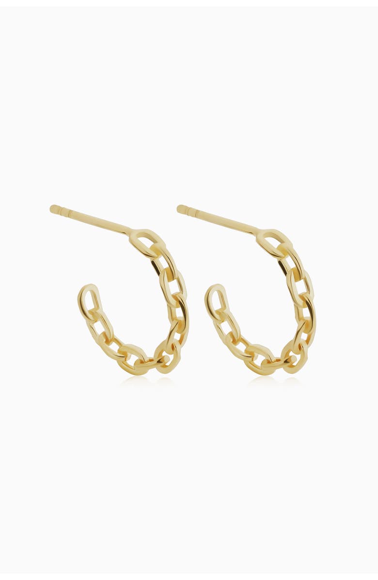 Oradina 14K Yellow Gold Venice Link Mini Hoops, Alternate, color, Yellow Gold
