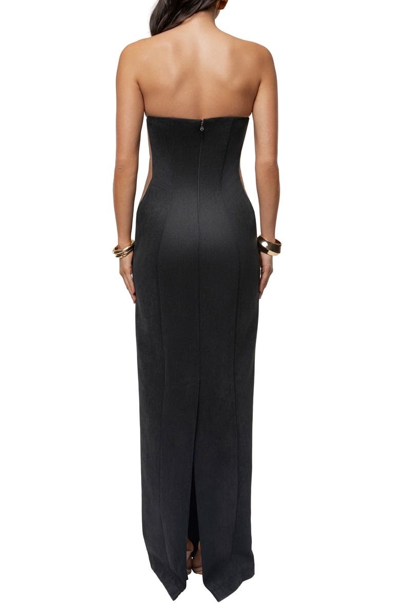 JLUXLABEL Madioson Sheer Inset Faux Suede Column Gown, Alternate, color,