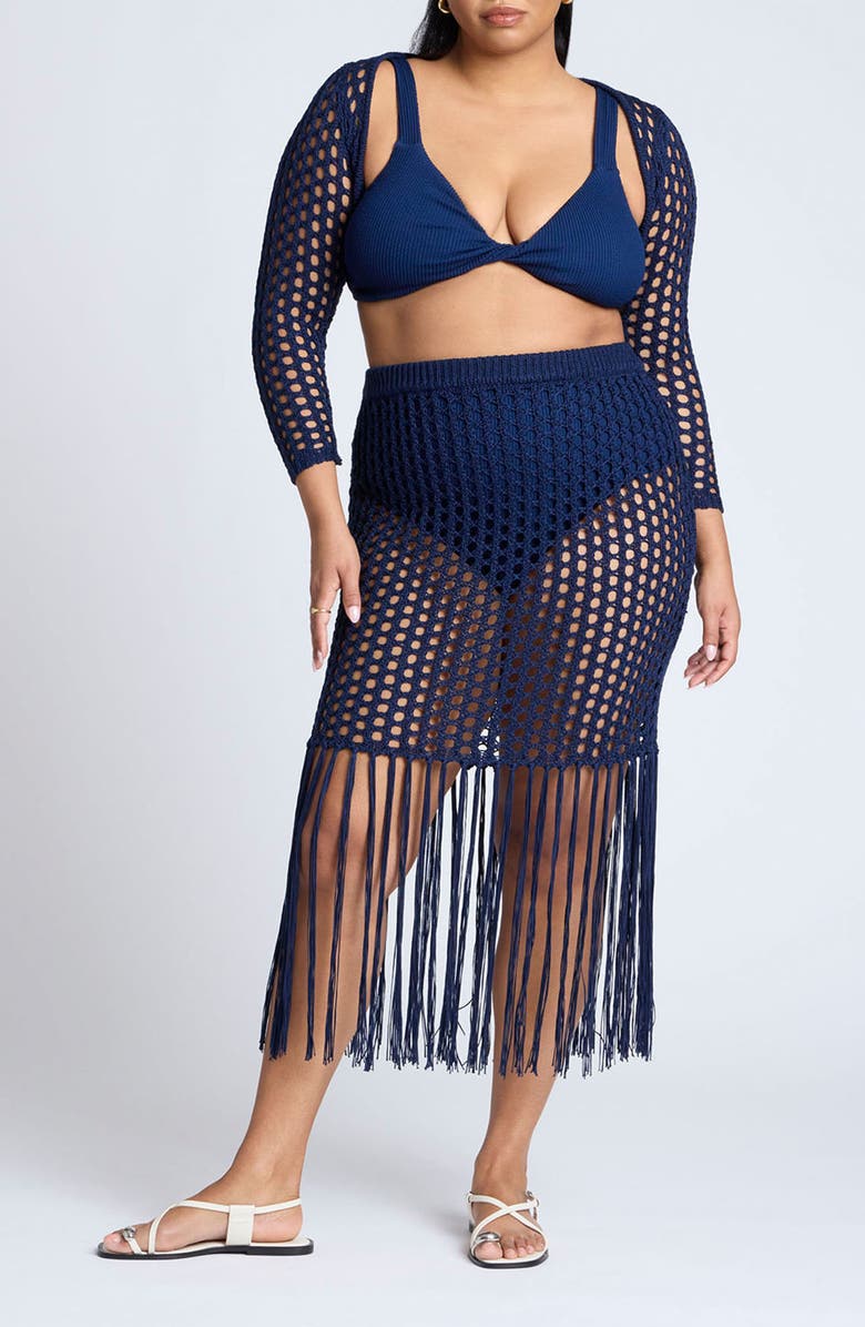 ELOQUII Texture Knit Bikini Top, Alternate, color, 