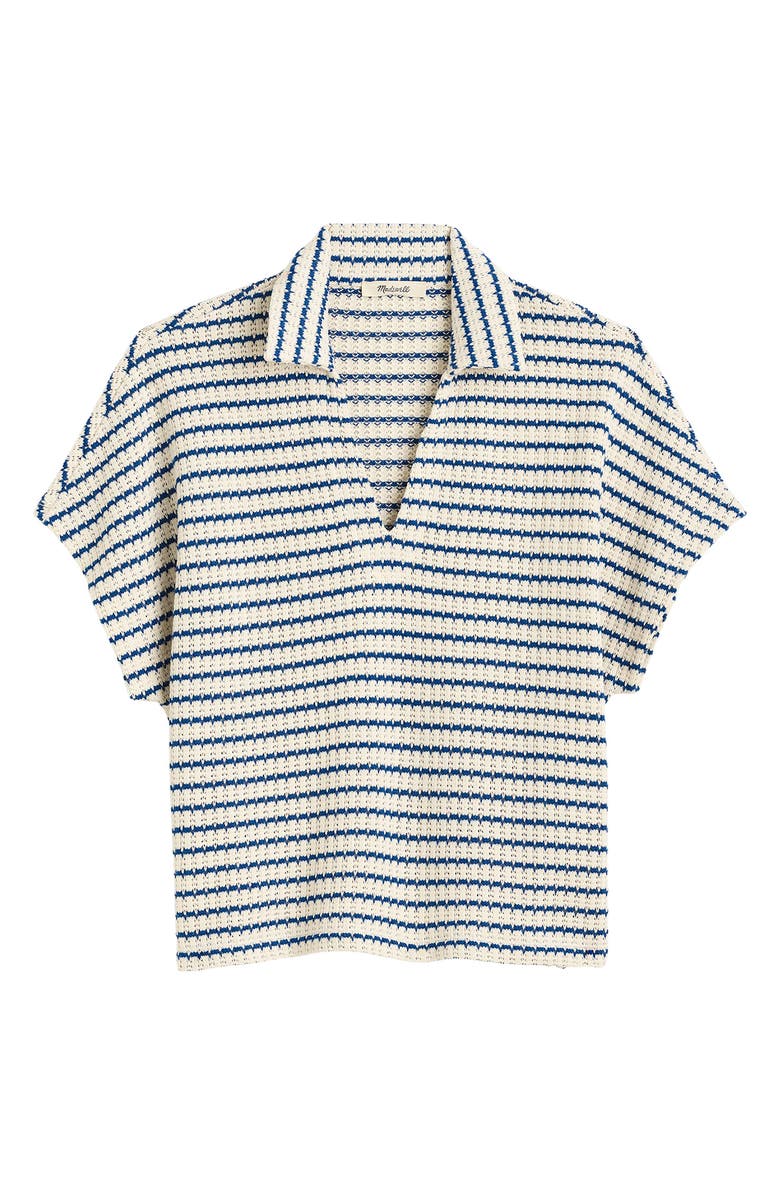 Madewell Textured Knit Johnny Collar Shirt, Alternate, color, Tuck Stitch Stripe