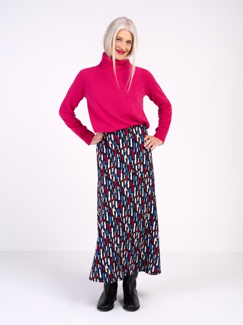 High Waisted Printed Maxi Skirt