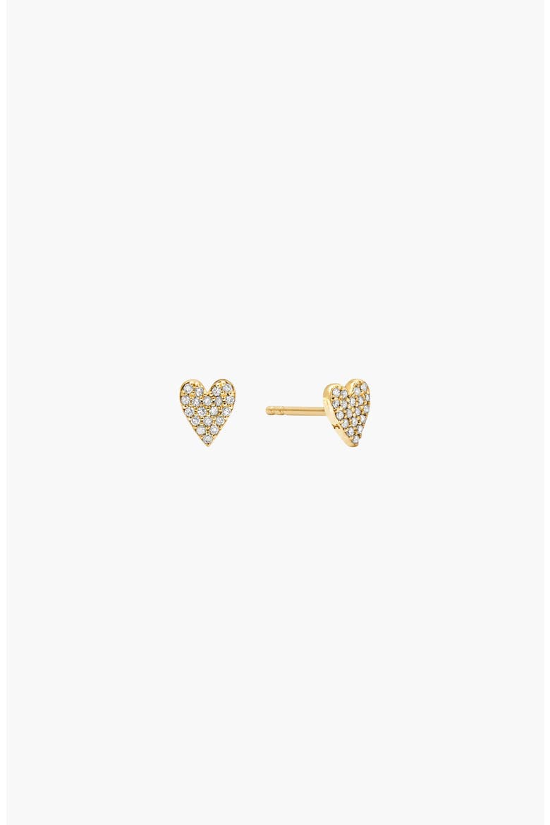 Heart Pavé Diamond Stud Earrings, Main, color, Yellow Gold