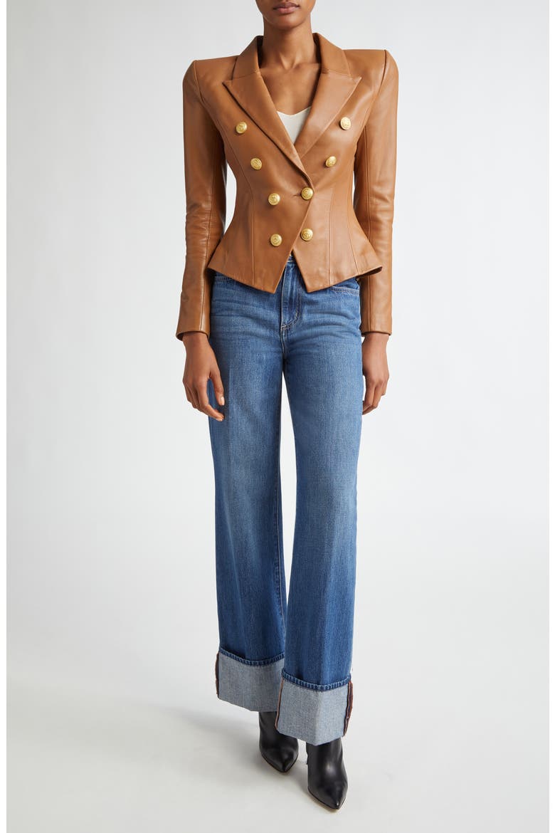 Miley High Waist Cuff Wide Leg Jeans, Alternate, color, LAMPSON