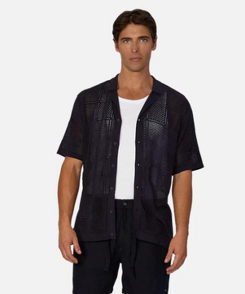 Industrie Australia The Castel Short Sleeve Shirt In Mid Navy