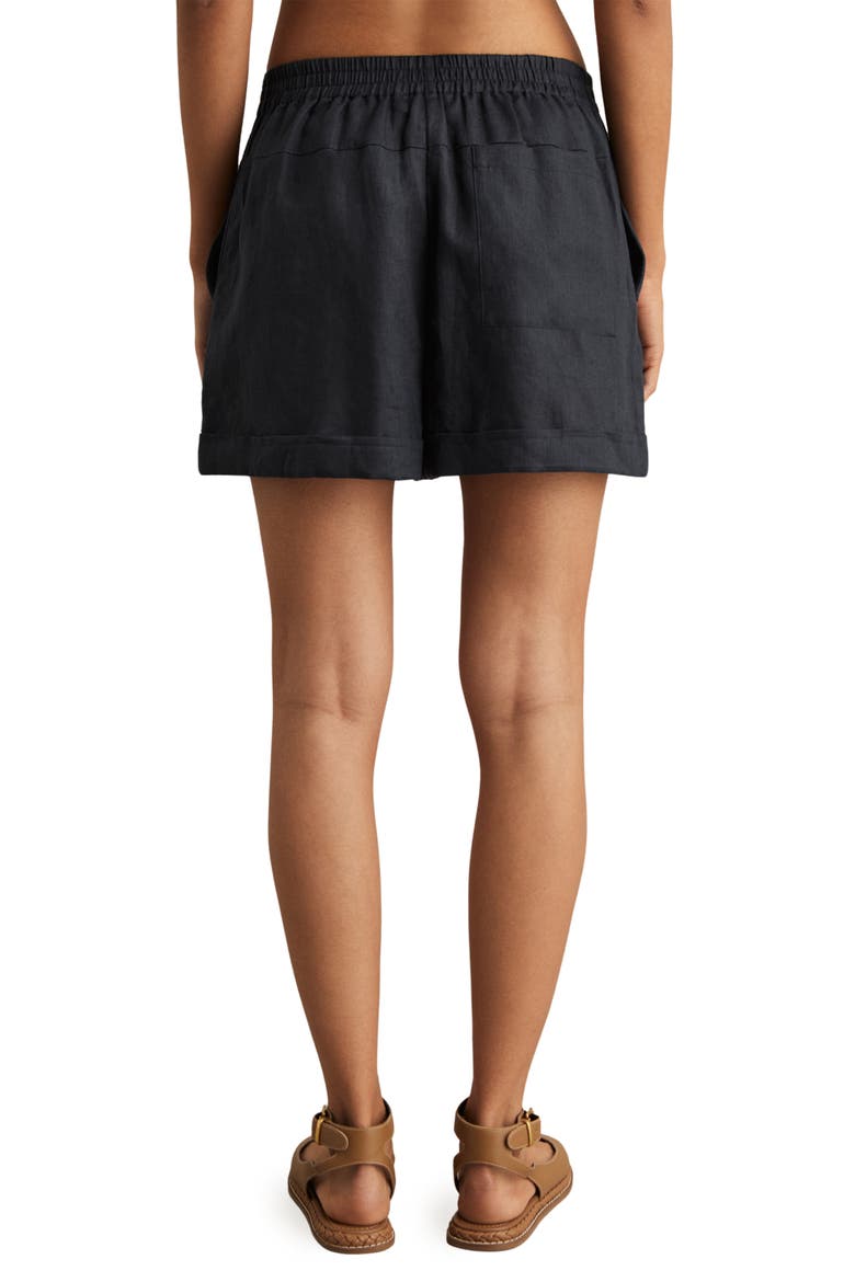Cara Linen Drawstring Shorts, Alternate, color, NAVY