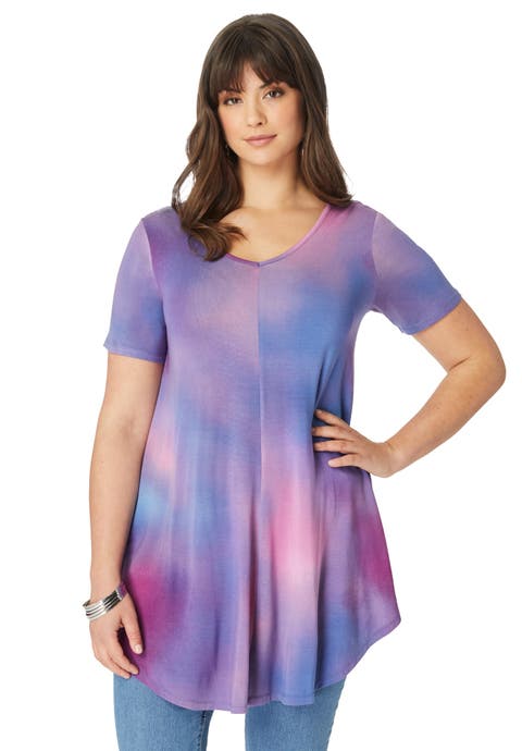 Plus Size Ultra Drape V Neck Swing Tunic Top