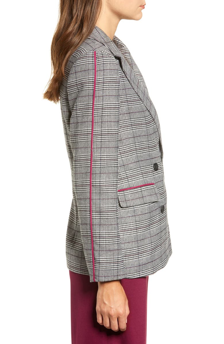 CHRISELLE LIM COLLECTION Chriselle Lim Bianca Piped Houndstooth Blazer, Alternate, color,