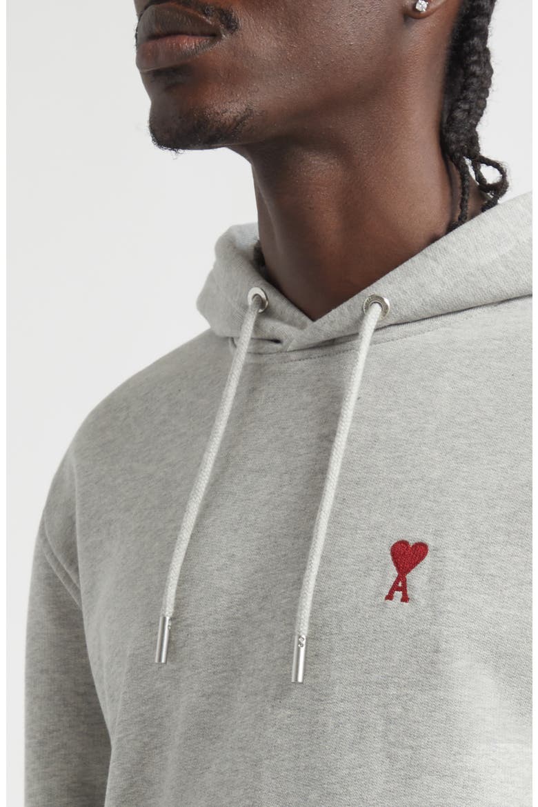 Embroidered Ami De Coeur Cotton Hoodie, Alternate, color, HEATHER ASH GREY