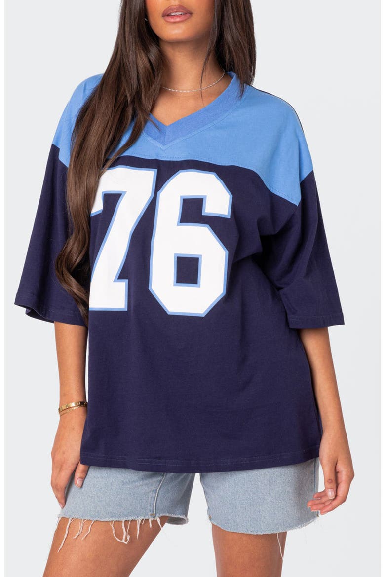 76 Oversize Cotton Graphic T-Shirt, Main, color, NAVY