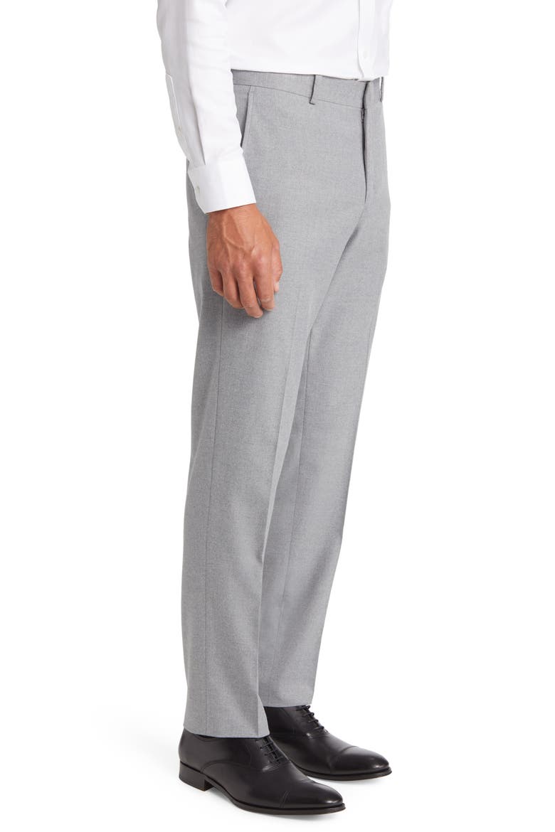 Flannel Trim Fit Trousers, Alternate, color, GREY HEATHER